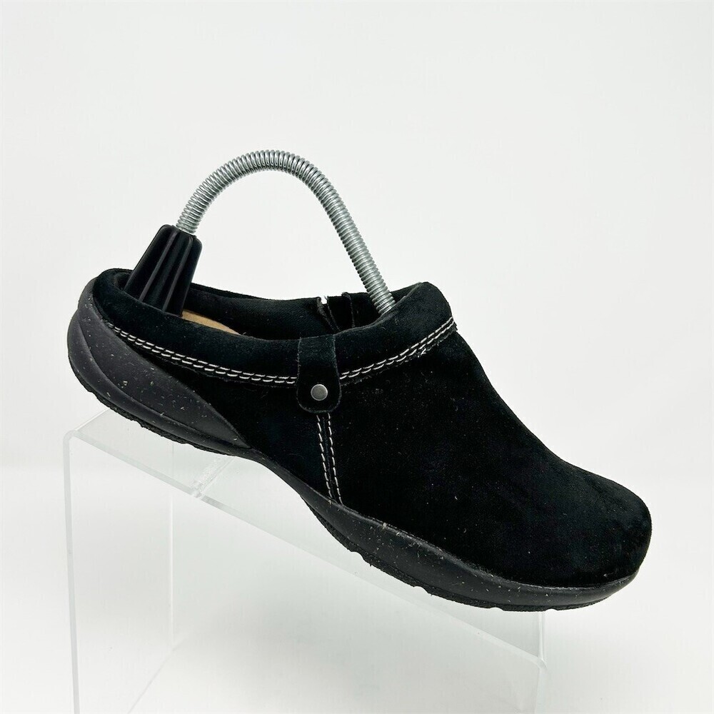 Clarks Roseville Echo Womens Clog Mule Shoes Black Slip On Comfort Size 9.5 Wide